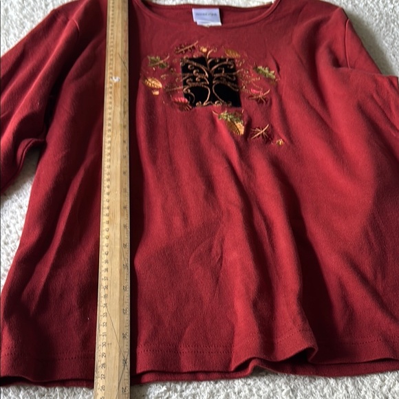 Elegant Red Embroidered Sweatshirt - Picture 8 of 10